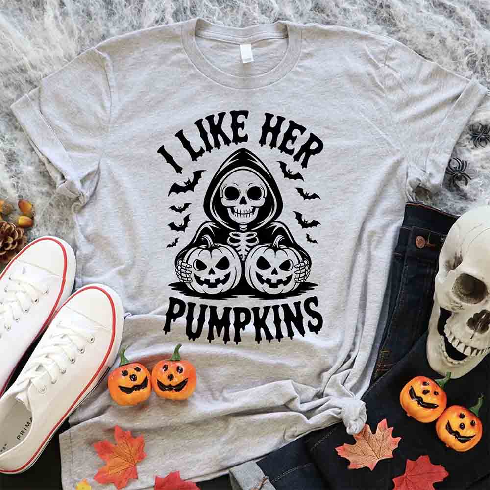 I Like Her Pumpkins & His Broomstick Shirts | Funny Matching Halloween Couple T-Shirts Adorb.co